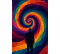 Hypnotic Portal of Consciousness Journal | 120 pages 4x4 Quad Ruled Graph Grid Hardcover Notebook | Unique Owlic Colorful Cubist Spiral of Awakening | ... Fibonacci Optical Illusion Cubism Art Design