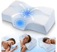 Hypuno Cuscino Ortopedico in Memory Foam per il Collo con Supporto Cervicale Contro il Dolore al Collo e alle Spalle con 2 Altezze e Fodera Lavabile - Cuscino Ergonomico per il Sonno e il Comfort per