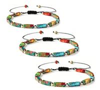 HYPYXUS Bracciale con perline ispirato al denaro, braccialetto di ricchezza e prosperità con pietra naturale, gioielli regolabili Feng Shui porta fortuna (3 PCS)
