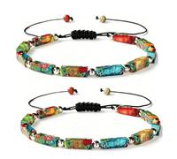HYPYXUS Bracciale con perline ispirato al denaro, braccialetto di ricchezza e prosperità con pietra naturale, gioielli regolabili Feng Shui porta fortuna (2 PCS)