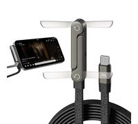 HYPYXUS Cavo di ricarica con supporto invisibile con supporto, cavo di ricarica con porta di tipo C/USB/L, cavi di ricarica rapida intrecciati da 240 W con supp/orto per telefono integrato (C to C)