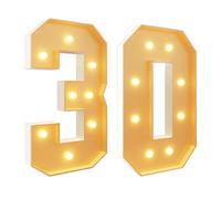 HYQFSAD Numeri luminosi per decorazione per feste, mosaico gigante con luci a LED, set di pannelli in schiuma pretagliati per San Valentino, compleanno, Natale, Capodanno, 120 cm, numero 30