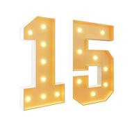 HYQFSAD Numeri luminosi per decorazione per feste, mosaico gigante con luci a LED, set di pannelli in schiuma pretagliati per San Valentino, compleanno, Natale, Capodanno, 70 cm, numero 15