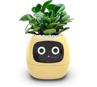 Hyqg Smart Plat Pot per Idoor Plats Itelliget Vasi da Fiori con 49 Rich Expressios 7 Smart Sesors Ai Chips LCD Scree Display App Cotrol Smart Garde Plater per La Casa, Yellow