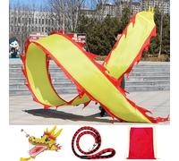 HYQING Aquilone a Nastro Lavabile Dragon Poi, a Forma di Drago Fitness con Testa di Drago in plastica 3D realistica, Set di Accessori for Eventi e celebrazioni.(Yellow,8 m (26 ft))