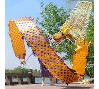 HYQING Dragon Poi, Nastro da Ballo colorato e Lavabile, Motivo Drago Che Gira e Si agita con Testa di Drago, Nastro da Lancio for Sport all'Aria Aperta for Anziani(Yellow,6 m (20 ft))