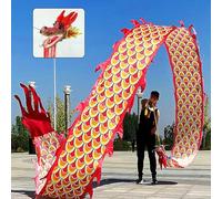 HYQING Nastri rotanti Dragon Poi for Fitness all'aperto, Nastri for Il Lancio del Drago for Allenamento di Ginnastica, Nastri for Giocoleria con Testa di Drago realistica.(Red,6 m (20 ft))