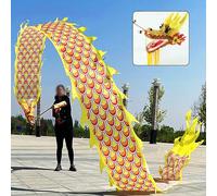 HYQING Nastri rotanti Dragon Poi for Fitness all'aperto, Nastri for Il Lancio del Drago for Allenamento di Ginnastica, Nastri for Giocoleria con Testa di Drago realistica.(Yellow,8 m (26 ft))