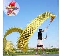 HYQING Nastro a Forma di Drago con Scaglie Dorate, Poi, for Sport e Fitness, con stampaggio in Oro, Bandiera da Danza Artistica for Giocoleria/Palestra.(Yellow,8 m (26 ft))