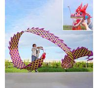 HYQING Nastro a Forma di Drago con Scaglie Dorate, Poi, for Sport e Fitness, con stampaggio in Oro, Bandiera da Danza Artistica for Giocoleria/Palestra.(Purple,10 m (33 ft))