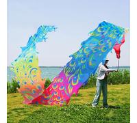 HYQING Nastro a Forma di Pavone con Motivo a Drago, for Danza Fitness Tradizionale Orientale, for Danza e Giocoleria, Lavabile, in Seta, con Motivo a Drago colorato.(Colorful,10 m (33 ft))