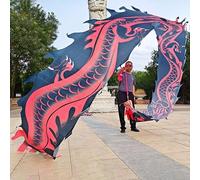 HYQING Nastro da Danza del Drago con Motivo Cinese Loong, for Il Lancio all'aperto, Fitness, colorato, a Forma di Drago, Lungo 26 piedi/33 Piedi, con Motivo a Drago.(Black,8 m (26 ft))
