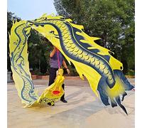 HYQING Nastro da Danza del Drago con Motivo Cinese Loong, for Il Lancio all'aperto, Fitness, colorato, a Forma di Drago, Lungo 26 piedi/33 Piedi, con Motivo a Drago.(Yellow,8 m (26 ft))
