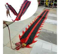 HYQING Nastro da Danza del Drago Rosso e Nero Dragon Poi, Nastro Lavabile con Testa di Drago, Bandiera da Danza for Fitness, Giocoleria, Arte e Danza, 6 m/8 m/10 m/12 m di Lunghezza(6 m (20 ft))