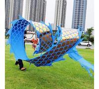 HYQING Nastro di Danza del Drago Blu con Scaglie Dorate, Motivo a Drago Che Gira e Si agita, aquiloni a Forma di Drago Fluido for Eventi, celebrazioni e Giochi di prestigio.(6 m (20 ft))