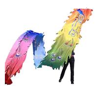 HYQING Nastro for Danza del Drago con Piume di Pavone Dragon Poi, 26 Piedi di Lunghezza, Lavabile, con Motivo a Drago e Testa di Drago, Nastri rotanti for Sport all'Aria Aperta e Fitness.(Colorful)