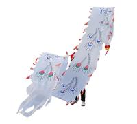 HYQING Nastro for Danza del Drago con Piume di Pavone Dragon Poi, 26 Piedi di Lunghezza, Lavabile, con Motivo a Drago e Testa di Drago, Nastri rotanti for Sport all'Aria Aperta e Fitness.(White)