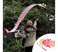 HYQING Nastro for Danza del Drago Dragon Poi for Bambini e Adulti, Asta telescopica for Fitness all'aperto e Borsa da Viaggio, Nastri rotanti a Forma di Drago Lunghi 7,8 Piedi(Pink)