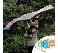 HYQING Nastro for Danza del Drago Dragon Poi for Bambini e Adulti, Asta telescopica for Fitness all'aperto e Borsa da Viaggio, Nastri rotanti a Forma di Drago Lunghi 7,8 Piedi(Blue)