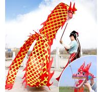 HYQING Nastro Rotante a Forma di Drago Rosso e Oro Dragon Poi, Set di Giocoleria e Ginnastica cineserie Dragon Poi, Nastro a Forma di Drago bifacciale for parchi/Giardini/piazze/Spiaggia(6 m (20 ft))