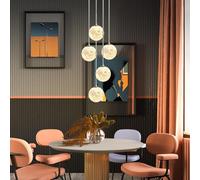 HYQJUNE Lampada A Sospensione Moderna E27 Stampa 3D Terra Lampadario Da Soggiorno Luci Pendenti Sala Da Pranzo Alberghi Ingresso Lampada Stile Futuristico Regolabile In Altezza Plafoniera(5-head)