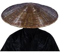 HYQOUKLR Cappello da cosplay tradizionale da spadaccino samurai, cappello di bambù cinese, diametro 21" x profondità 4"(Bruin)
