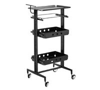 HYQOUKLR carrello da cucina su ruote, carrello portaoggetti Carrello da salone con ruote e vassoio in acciaio inossidabile, nero e argento, dimensioni 88x36x42 cm(Black)