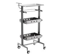 HYQOUKLR carrello da cucina su ruote, carrello portaoggetti Carrello da salone con ruote e vassoio in acciaio inossidabile, nero e argento, dimensioni 88x36x42 cm(Silver)