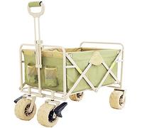 HYQOUKLR Carrello pieghevole portatile, Carrello della spesa da esterno con ruote adatte a tutti i terreni e maniglia retrattile/verde(Green)