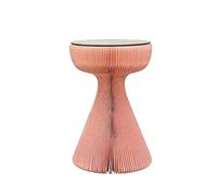 HYQOUKLR comodino, tavolino da caffè, Tavolino da caffè rotondo pieghevole 13x21 pollici con piano in vetro for patio, soggiorno, balcone, giardino, multicolore(Pink+clear Glass)