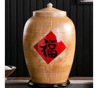 HYQOUKLR Contenitore sigillato per la, con coperchio, barattolo di riso in ceramica sigillato, contenitore for la conservazione del riso in casa, cilindro di riso in ceramica(Natural a,10kg)