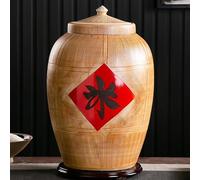 HYQOUKLR Contenitore sigillato per la, con coperchio, barattolo di riso in ceramica sigillato, contenitore for la conservazione del riso in casa, cilindro di riso in ceramica(Natural B,25kg)