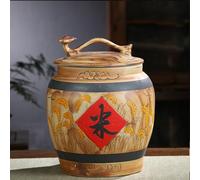HYQOUKLR Contenitore sigillato per la, Distributori di cibo Contenitore for riso in ceramica for uso domestico con coperchio(15KG)
