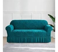 HYQOUKLR copridivano a L, regalo per il papà, Copridivano elasticizzato antiscivolo con gonna arricciata a onde marine a copertura totale(Bluish En8,3-Seater Sofa)