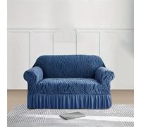 HYQOUKLR copridivano a L, regalo per il papà, Copridivano elasticizzato antiscivolo con gonna arricciata a onde marine a copertura totale(Blue,3-Seater Sofa)