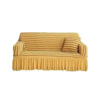 HYQOUKLR copridivano a L, regalo per il papà, Copridivano elasticizzato in spandex seersucker con gonna a balze(D,3 Seater)
