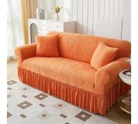 HYQOUKLR copridivano a L, regalo per il papà, Copridivano elastico in seersucker con volant multicolore, diverse misure(Orange,S)