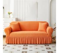 HYQOUKLR copridivano a L, regalo per il papà, Copridivano elastico in seersucker con volant multicolore, diverse misure(Orange-t,S)