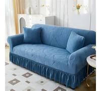 HYQOUKLR copridivano a L, regalo per il papà, Copridivano elastico in seersucker con volant multicolore, diverse misure(Blue,XLarge)