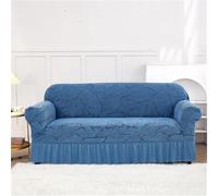 HYQOUKLR copridivano a L, regalo per il papà, Copridivano in jacquard seersucker con volant for soggiorno, 1/2/3/4 posti(Blue,1-Seater-90-140cm)
