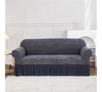 HYQOUKLR copridivano a L, regalo per il papà, Copridivano in jacquard seersucker con volant for soggiorno, 1/2/3/4 posti(Gray9,4-Seater-230-300cm)