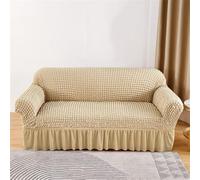 HYQOUKLR copridivano a L, regalo per il papà, Copridivano in seersucker con volant multicolore, diverse misure(Beige,4 seat sofa cover)