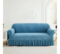 HYQOUKLR copridivano a L, regalo per il papà, Copridivano in seersucker con volant multicolore, diverse misure(Blue,4 seater cover)