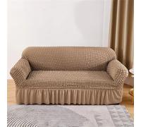 HYQOUKLR copridivano a L, regalo per il papà, Copridivano in seersucker con volant multicolore, diverse misure(Brown Gray,3 seat sofa cover)