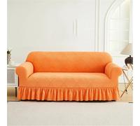 HYQOUKLR copridivano a L, regalo per il papà, Copridivano in seersucker con volant multicolore, diverse misure(Orange,3 seater cover)