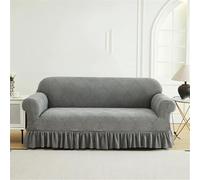 HYQOUKLR copridivano a L, regalo per il papà, Copridivano in seersucker con volant multicolore, diverse misure(Dark Gray,3 seater cover)