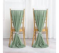 HYQOUKLR Coprisedile, Cintura, Runner da tavola, 2 Pezzi 30 * 300 cm Nastro di Chiffon Nodo coprisedile Cintura Schienale Runner da Tavolo(Sage Green)