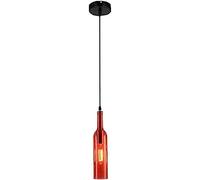 HYQOUKLR lampada da soffitto, lampada a sospensione retrò, Lampada a sospensione a LED in vetro retrò industriale vintage con bottiglia regolabile in altezza e diverse opzioni(1-red)