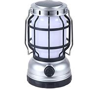 HYQOUKLR Luci LED per Esterni, Lanterna da Campeggio, Lampada da Campeggio Portatile Vintage con Ricarica USB, Luce di Emergenza(Silver)
