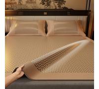 HYQOUKLR Materassino in bambù, materasso pieghevole, Stuoia pieghevole in rattan e seta ghiacciata a due lati con federa multicolore, diverse misure(Grey,180 * 220cm)